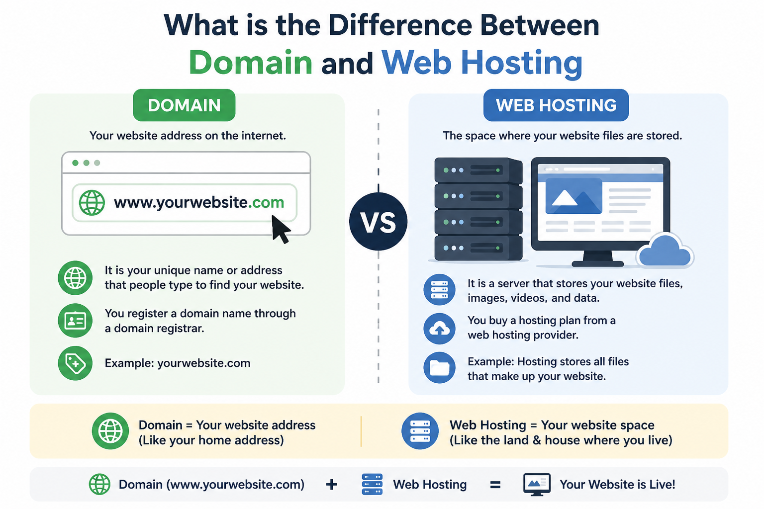 What is the Difference Between Domain and Web Hosting UAE