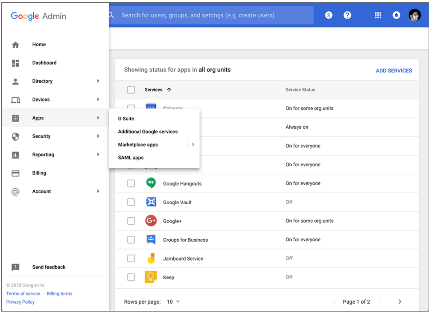 google admin console