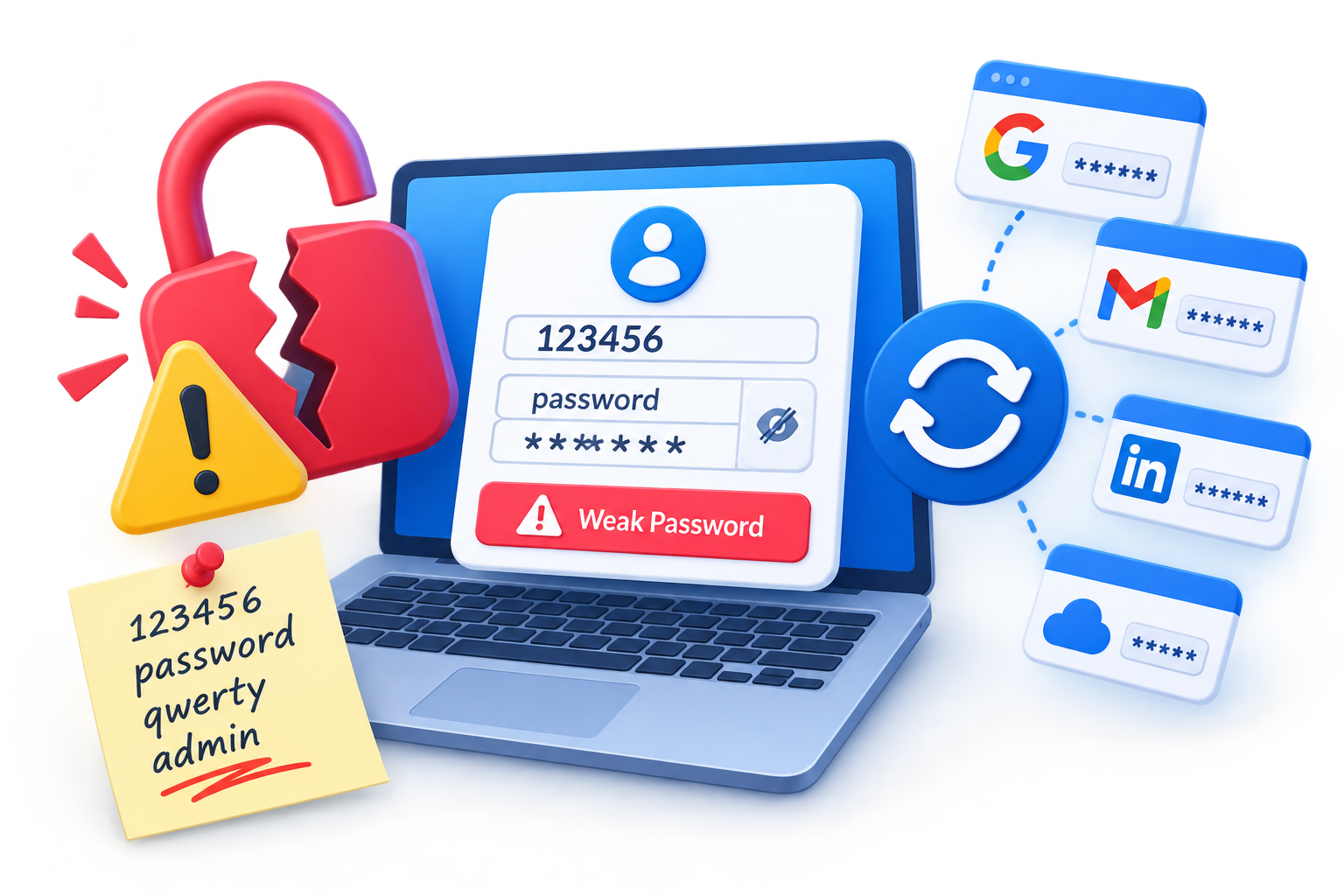 1. Relying on Weak or Reused Passwords