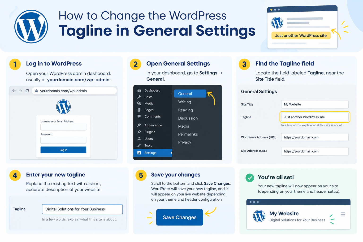 How to Change the WordPress Tagline in General Settings