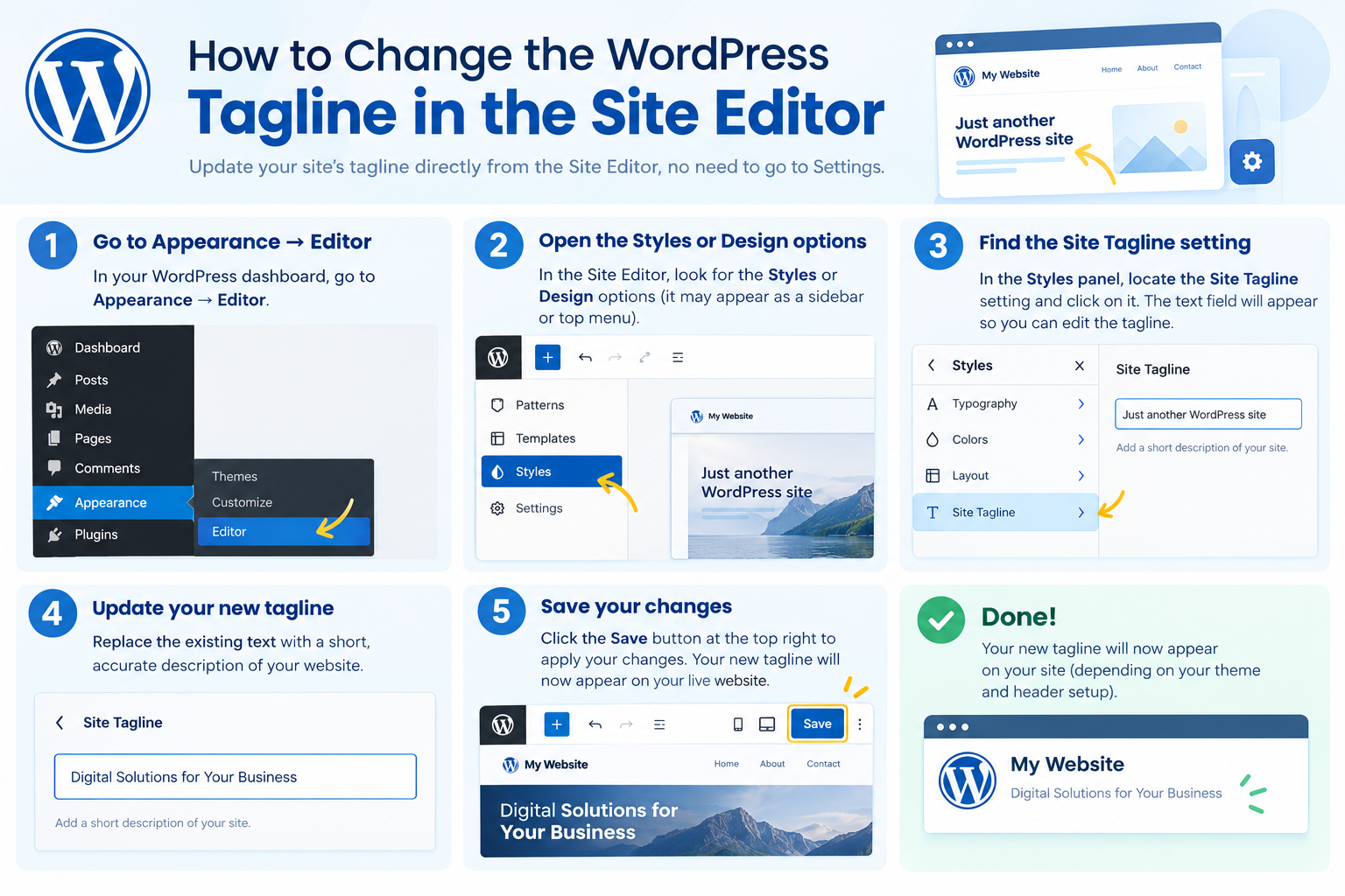 How to Change the WordPress Tagline in the Site Editor