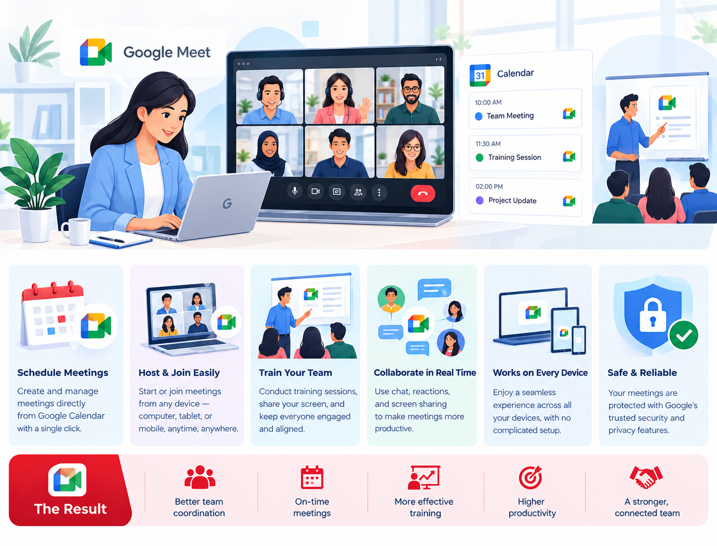 Google Meet Team Meeting Infographic