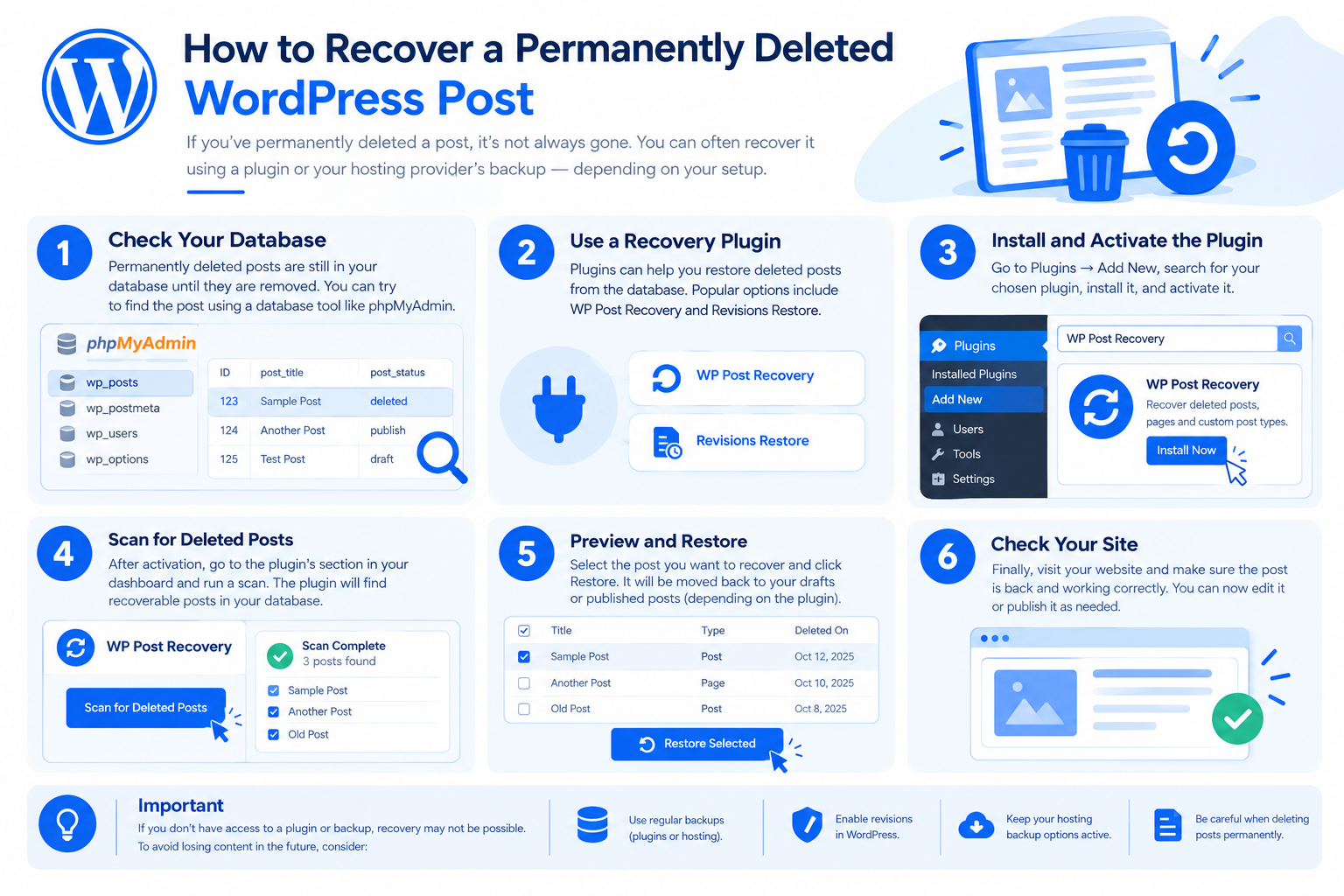 Recover a Deleted WordPress Post Guide
