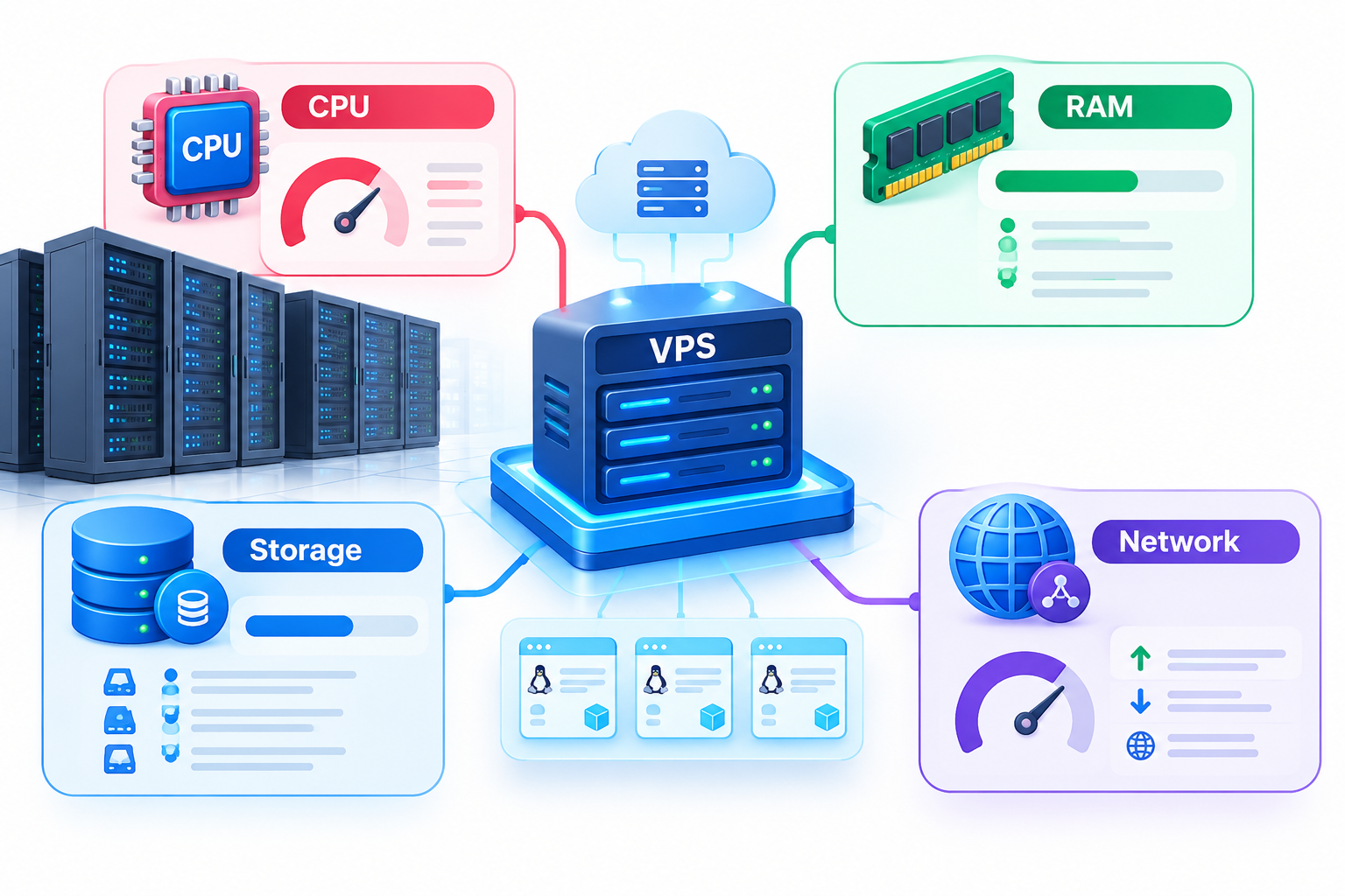 How a VPS Uses CPU, RAM, Storage, and Network Resources